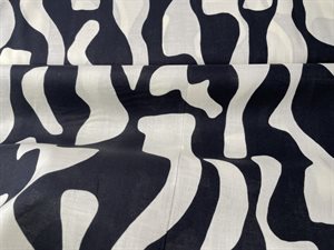 Fastvævet - voile, sort og offwhite mønster